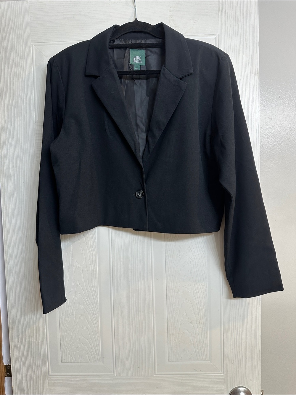 wild fable Black Cropped Single-Button Blazer